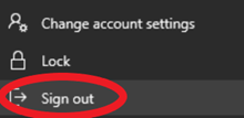 sign out button on start menu
